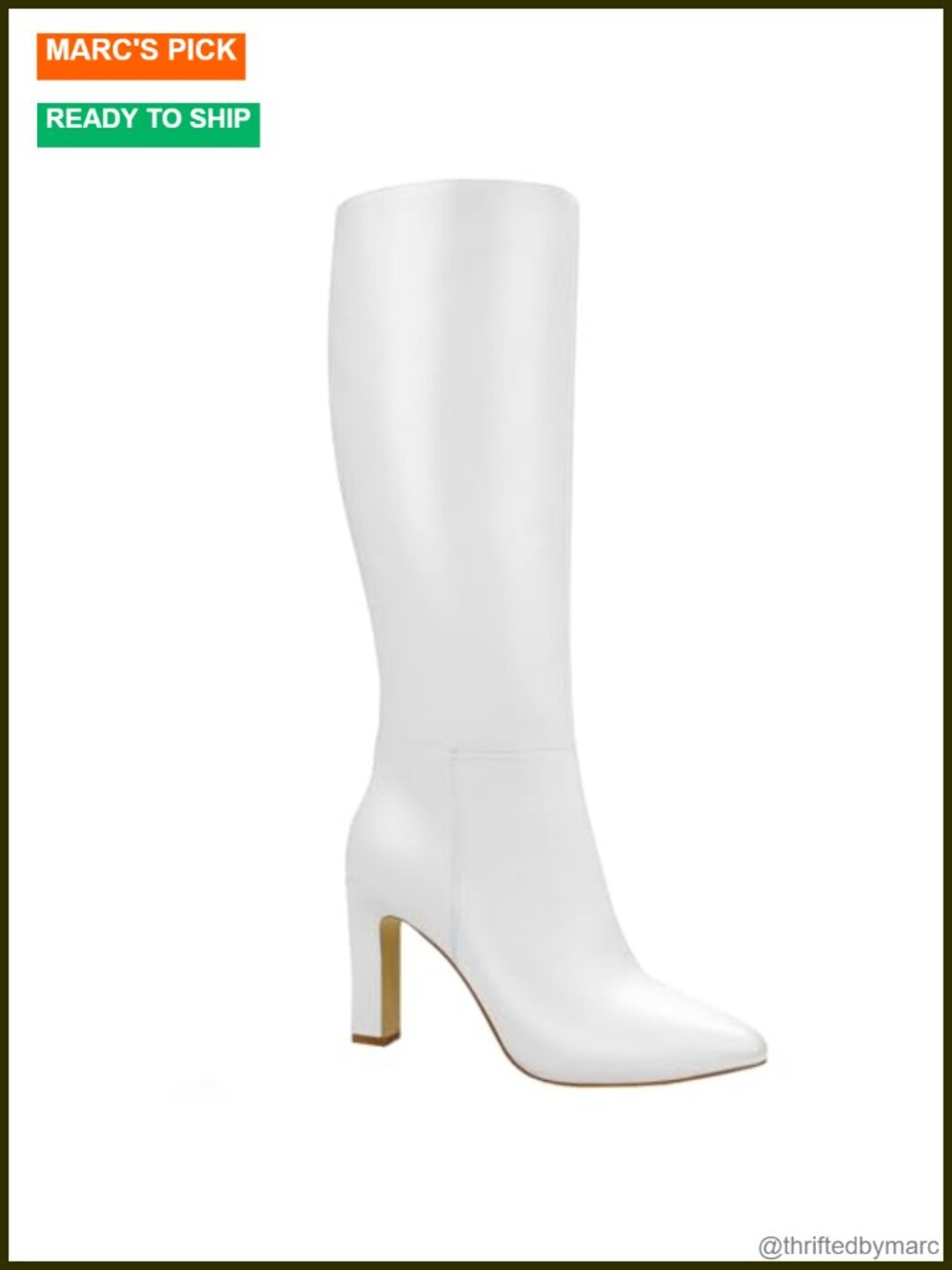 Knee High Boots Women Pointed Toe Chunky Heel Faux Leather Tall Boots
